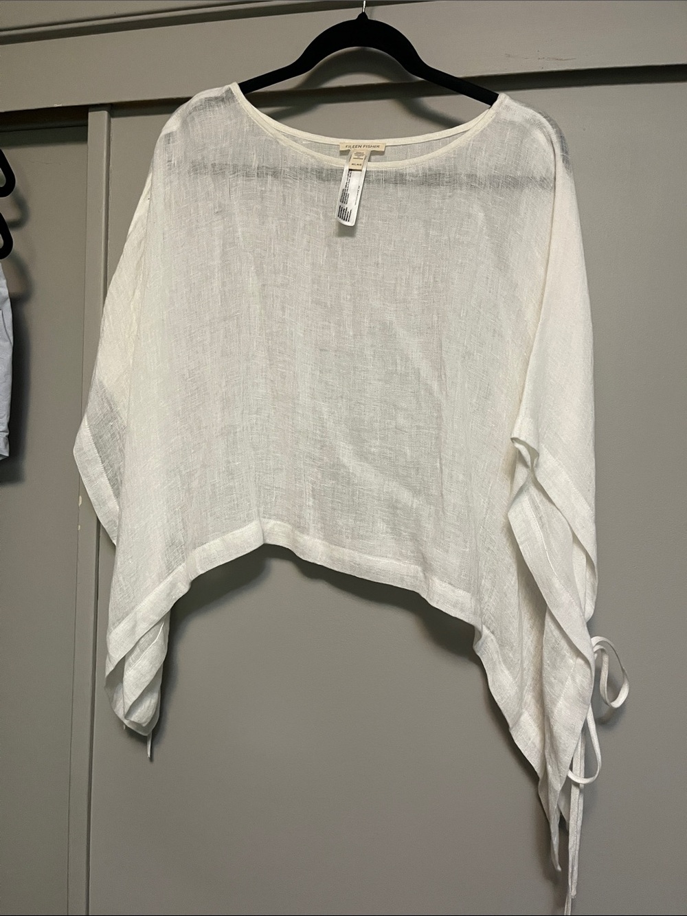 Eileen Fisher Sheer White Linen Blouse